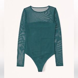 Abercrombie & Fitch Long-Sleeve Mesh Crew Teal Bodysuit Size XS EUC